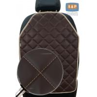 Накидка на спинку сиденья автомобиля. Искусственная кожа. Цвет: коричневый с бежевой прострочкой Ромб.