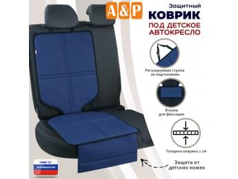 Коврик под детское автокресло. Цвет: синий с черной окантовкой.