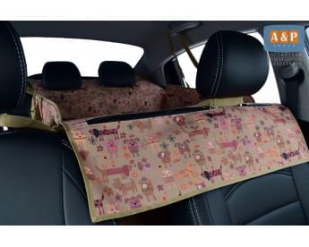 Автогамак Happy Dog Premium (Хэппи Дог Премиум). На 2/3 заднего сиденья. Цвет: собаки на бежевом фоне.