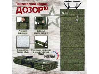 Коврик тактический "Дозор", толщина 10 мм. Цвет: ЕМР (цифра) с черными стропами.