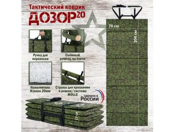 Коврик тактический "Дозор", толщина 20 мм. Цвет: ЕМР (цифра) с черными стропами.
