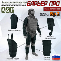 Комплект противоосколочной защиты "Барьер ПРО". Класс защиты Бр 2. Цвет: черный.