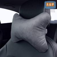 Подушка-косточка автомобильная под шею. Средняя. Велюр. Цвет: серый.