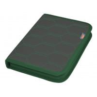 Папка для сервисной книжки и автодокументов "Практик". Формат А5. Искусственная кожа. Цвет: серый с зеленой прострочкой "Соты".